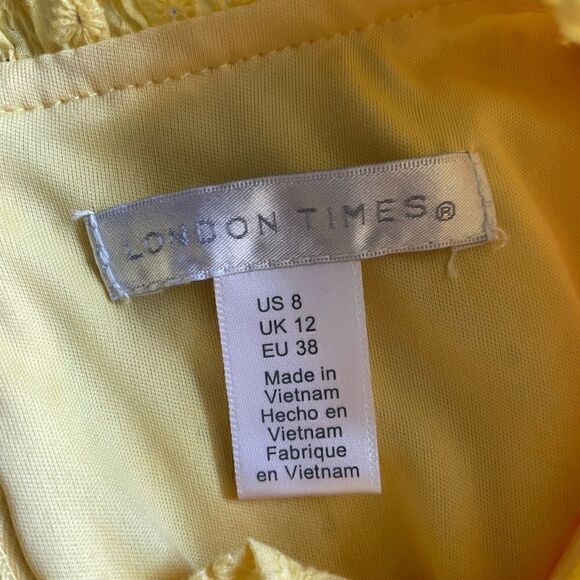 London Times Women's Ruffle Neck and Armhole Dress with Waist Tie Size 8 - Picture 4 of 12